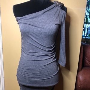 Grey one sleeve, bandage dress